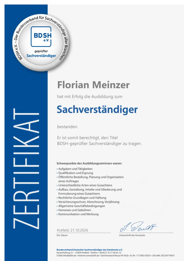 BDSH Zertifikat, Meinzer